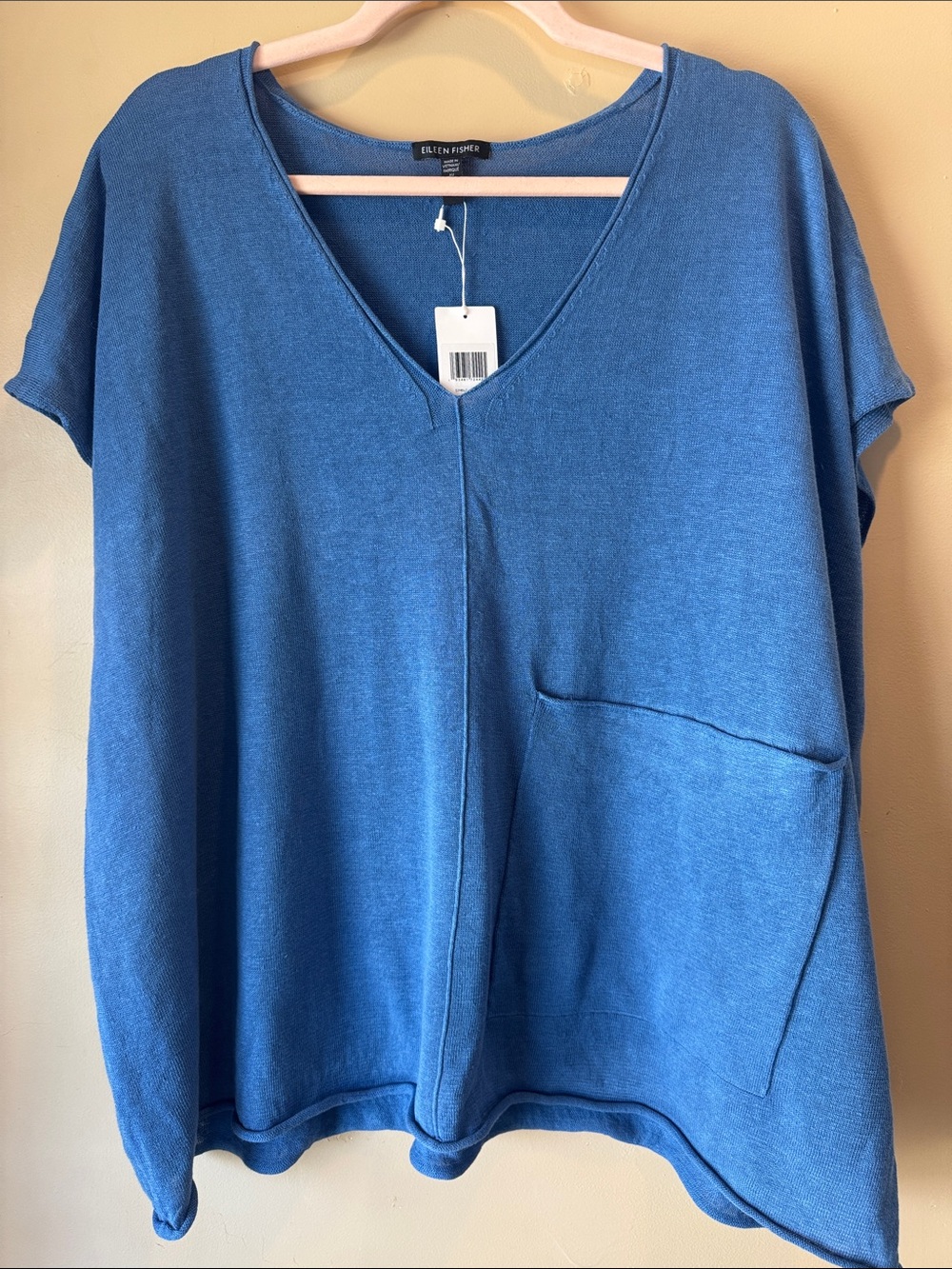 Eileen Fisher Steel Blue V-Neck Pocket Tunic